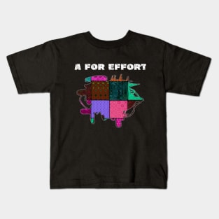 A For Effort Funny Quote Patchwork With Stitches All Around Kids T-Shirt